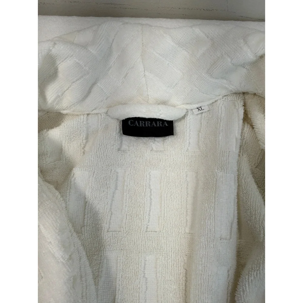 Carrara Mens Cream Textured Geometric Shawl Collar Belted Bathrobe XL Luxury Spa